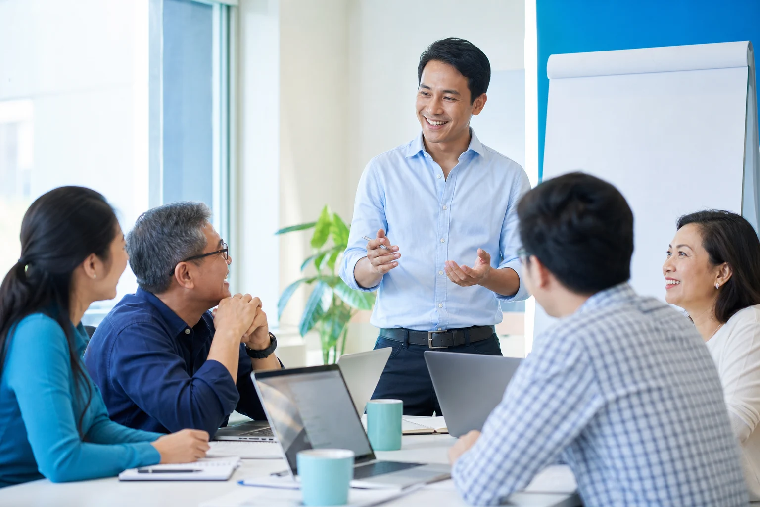 A facilitator leading a practical workplace learning session