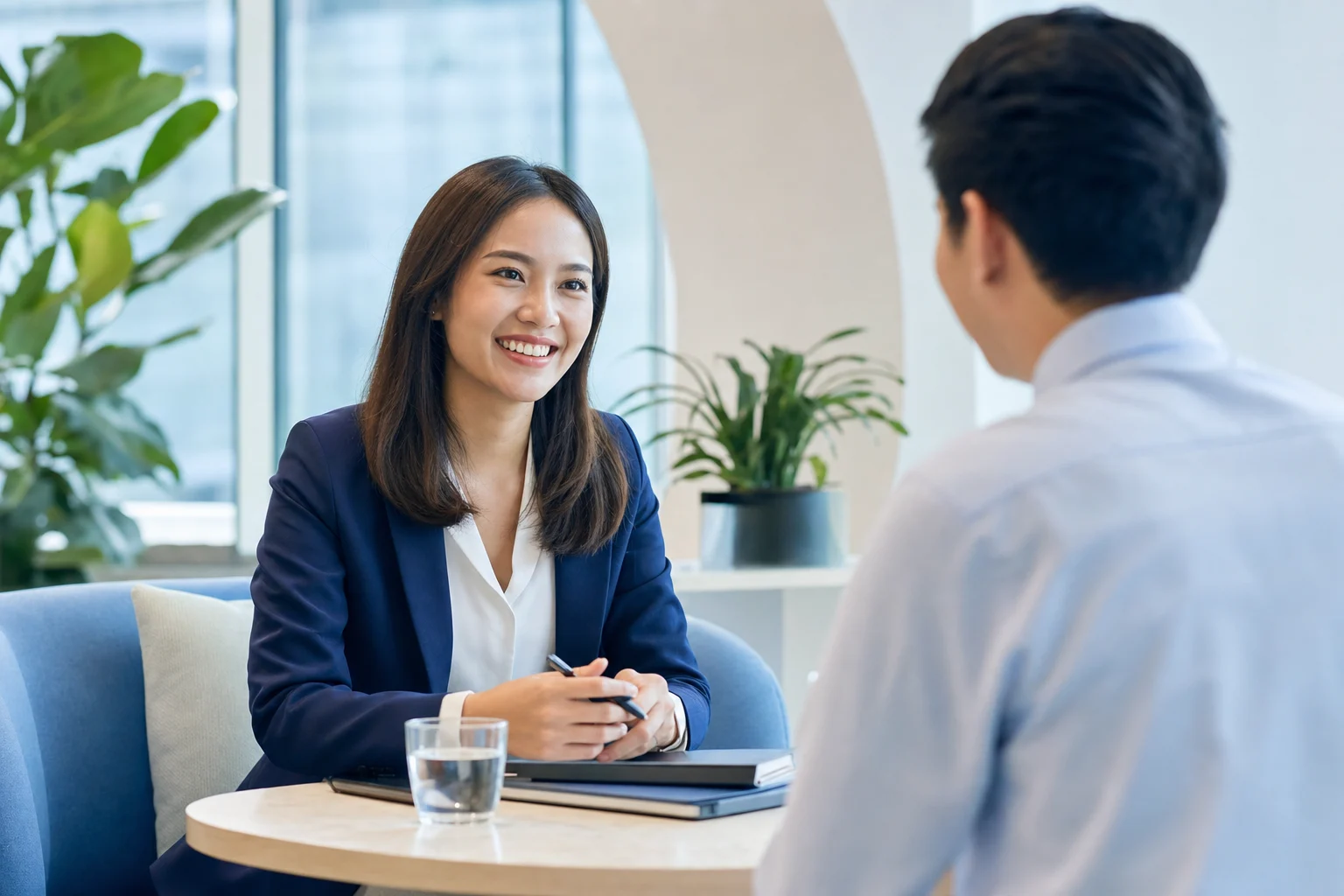A recruitment adviser speaking with a candidate