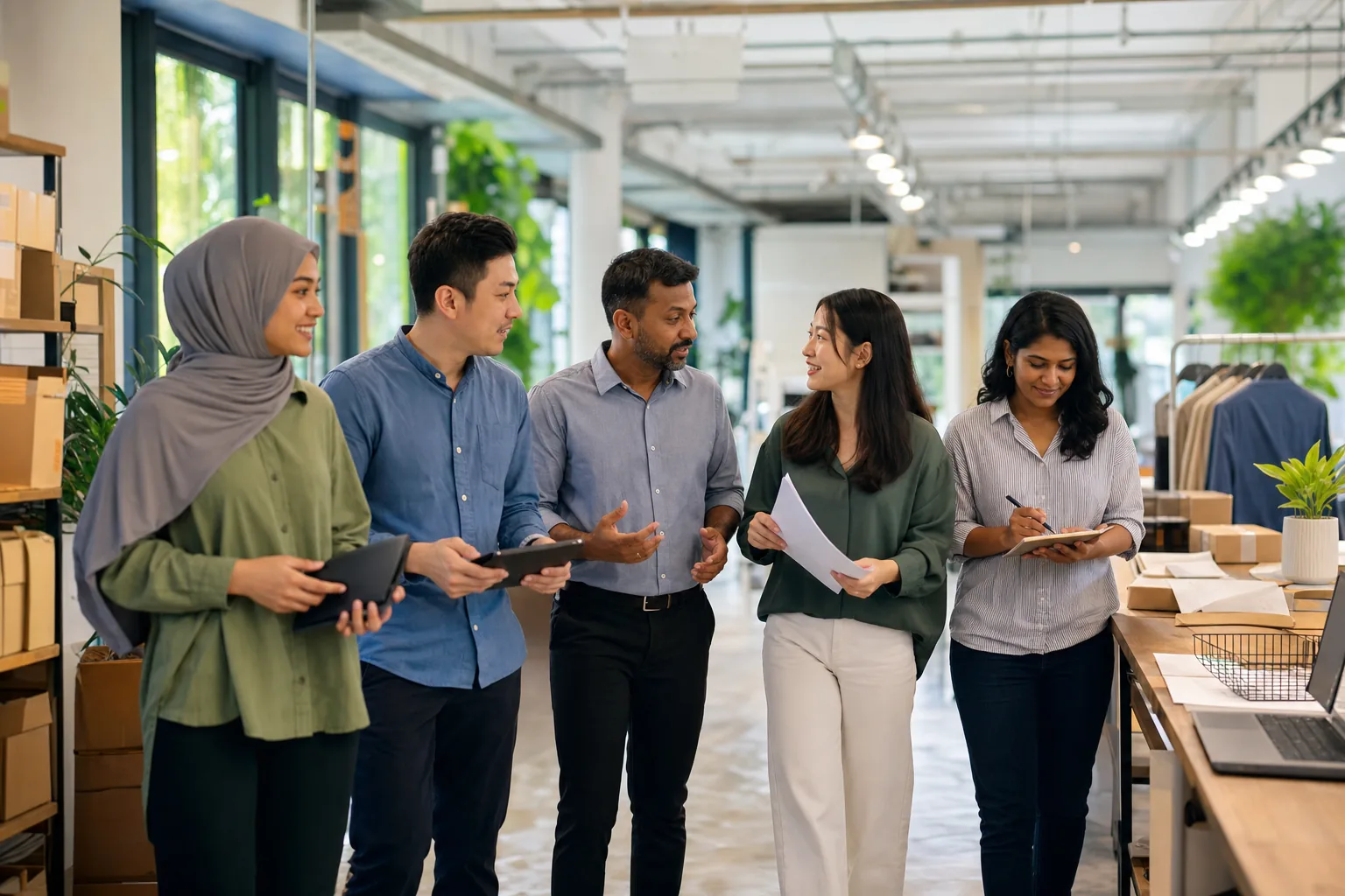 A Malaysian leadership team discussing workplace strategy