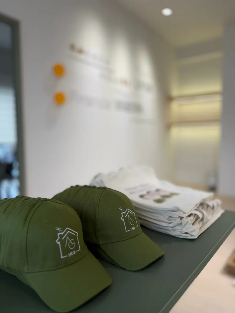 Custom event caps prepared for guests